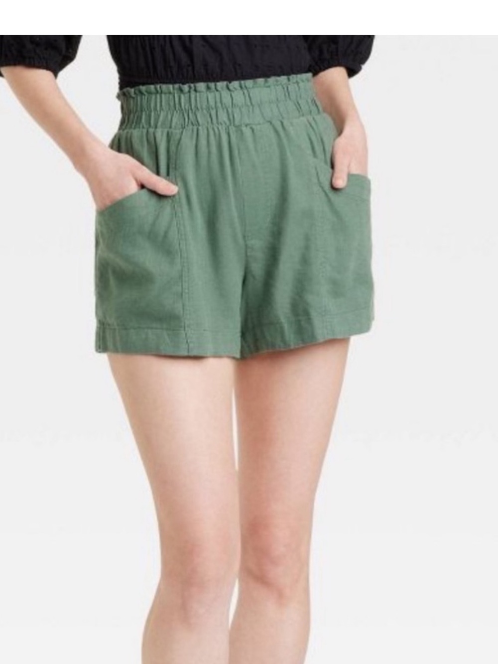 a new day Olive Green High-Rise Linen Blend Shorts